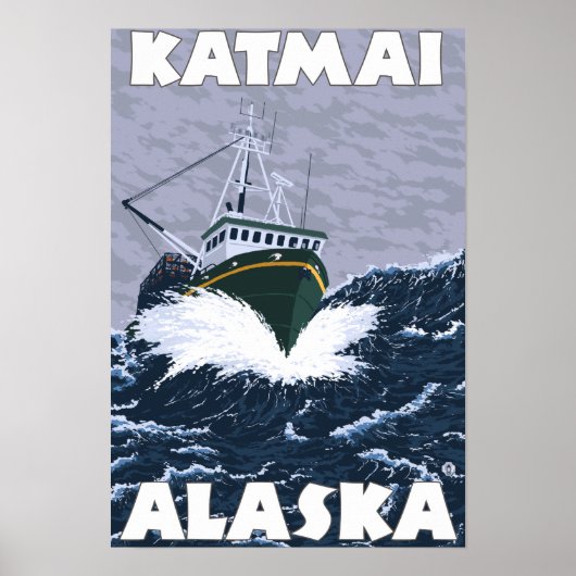 Poster Bateau de pêche - Katmai, Alaska (Devant)