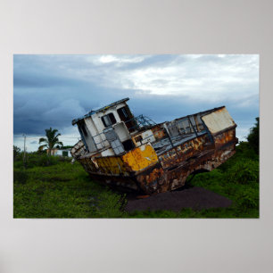 Poster Bateau de pêche rouillé et retiré
