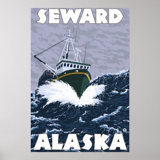 Poster Bateau de pêche - Sewing, Alaska (Devant)