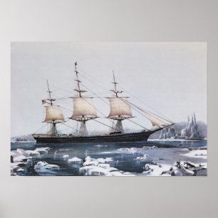Poster Bateau de tondeuse "veste rouge "