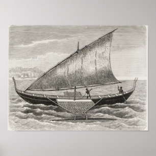 Poster Bateau des îles Mortlock avec outrigger