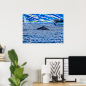 Poster Bateau d'observation des baleines Océan bleu (Bureau à domicile)