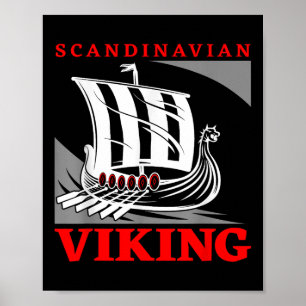 Poster Bateau dragon de navire viking scandinave Drakkar