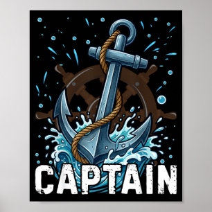 Poster Bateau est le capitaine d'été ancre nautique drôle
