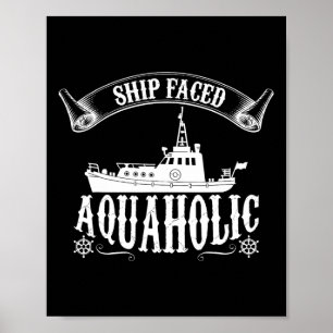 Poster Bateau Fait Face à l'Aquaholique Drôle Bateau