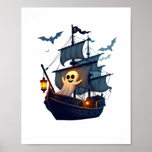 Poster Bateau fantôme pirate - Halloween Tee effrayant