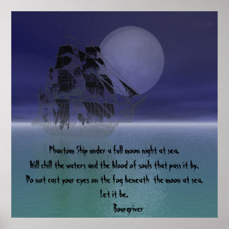 Poster Bateau fantôme sous une nuit pleine lune.