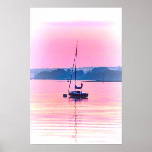 Poster Bateau flottant tôt le matin. (Devant)