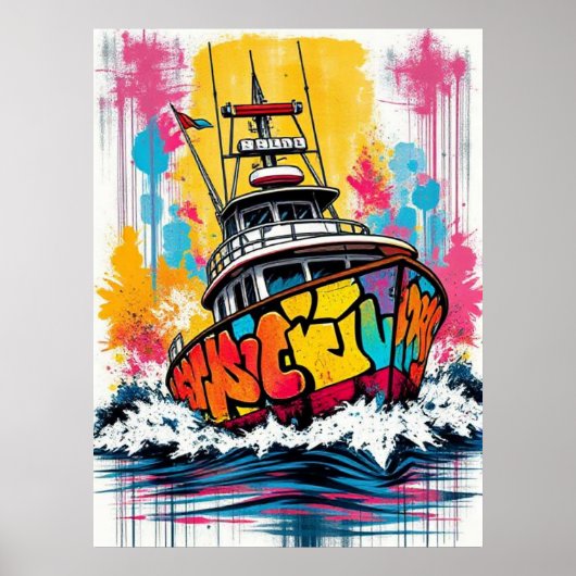 Poster Bateau graffité (Devant)