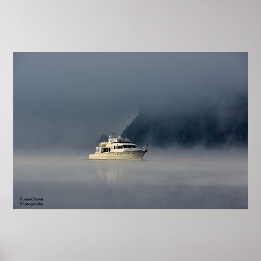 Poster Bateau le matin brumeux (Devant)