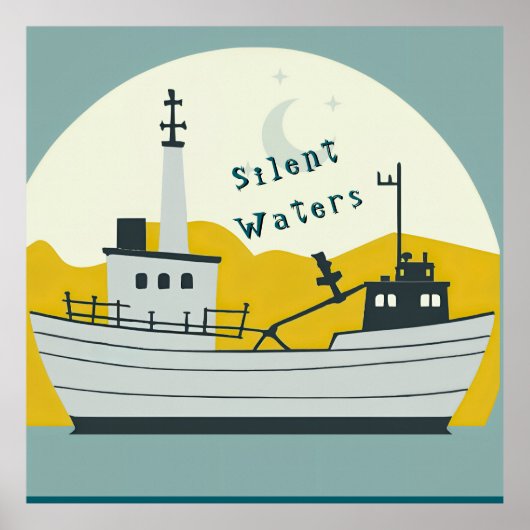 Poster Bateau Lune Nordique (Devant)
