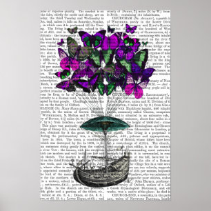 Poster Bateau papillon 2 violet et vert
