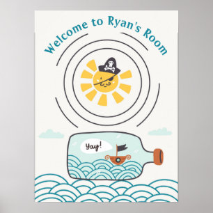 Poster Bateau pirate dans une bouteille Nursery Kids Room