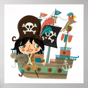 Poster Bateau pirate et pirate