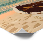 Poster Bateau plage au coucher du soleil (Coin)