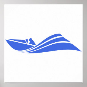 Poster Bateau Royal Blue and White Speed