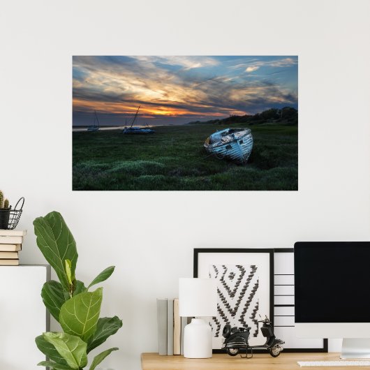Poster Bateau Sunset (Bureau à domicile)