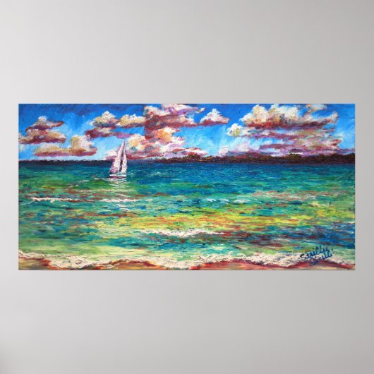 Poster Bateau Sur La Mer Jamaïcaine (Devant)