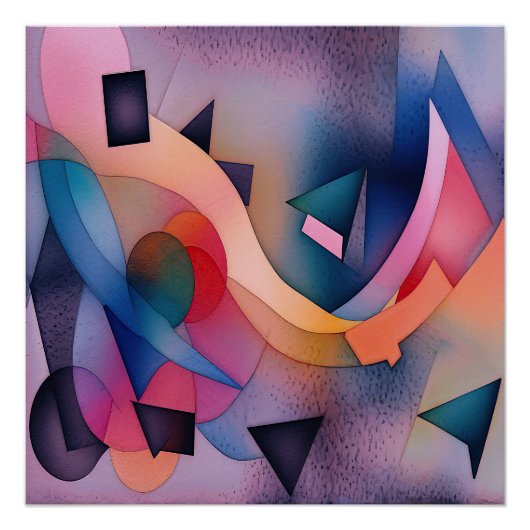 Poster "Bateau sur l'eau" Art Abstrait contemporain (Devant)