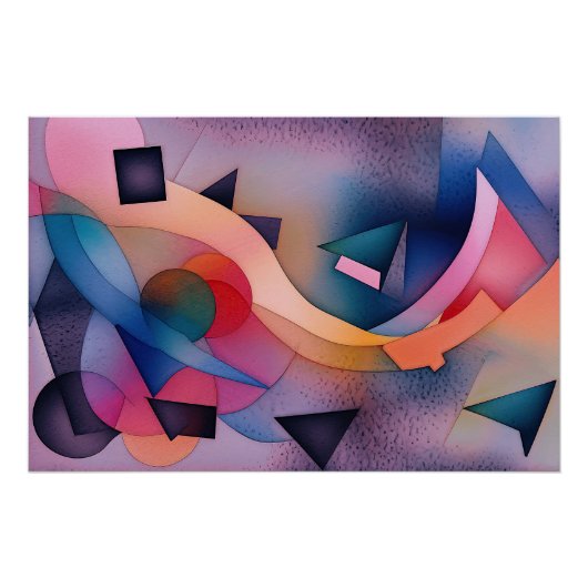 Poster "Bateau sur l'eau" Art Abstrait contemporain (Devant)