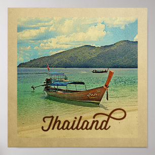 Poster Bateau thaïlandais de Vintage voyage d'affiche de