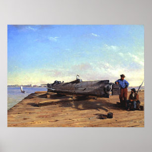 Poster Bateau torpilleur sous-marin HL Hunley C Chapman 1