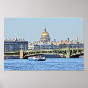 Poster Bateau touristique, Neva River, Saint-Pétersbourg,