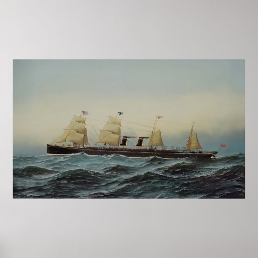 Poster Bateau transatlantique de la SS Alaska Guion Line (Devant)
