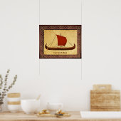 Poster Bateau viking à voile rouge II (Cuisine)