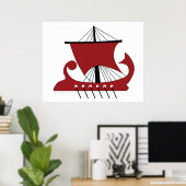 Poster Bateau Viking Longship Silhouette Drakkar (Bureau à domicile)