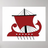Poster Bateau Viking Longship Silhouette Drakkar (Devant)