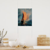 Poster Bateau viking naviguant sur mer/océan dans le brou (Cuisine)