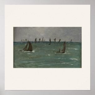 Poster Bateaux à Berck-sur-Mer par Manet - Art de paysage