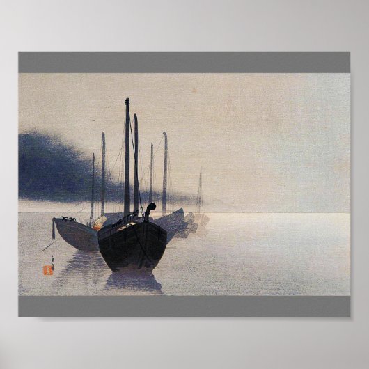 Poster Bateaux à Mist, Watanabe Seitei (Devant)