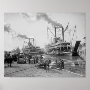 Poster Bateaux à vapeur chez Vicksburg, 1910. Photo