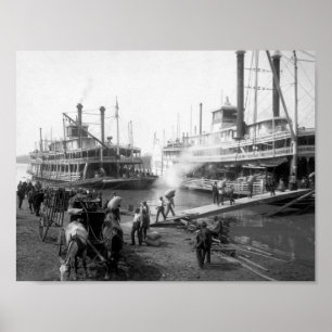 Poster Bateaux À Vapeur De La Rivière Mississippi Au Qu