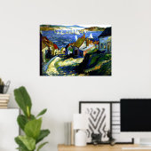 Poster Bateaux à voile au port, peinture d'art (Bureau à domicile)