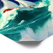 Poster Bateaux à voile Courses en Mer Lourde (Coin)