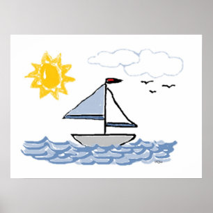 Poster Bateaux à voile Mur Animé pour enfants