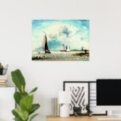 Poster Bateaux à voile sur la Meuse par Johan Jongkind (Bureau à domicile)