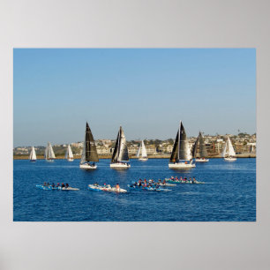 Poster Bateaux À Voiliers Sur La Manche. Marina Del Rey,