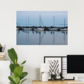 Poster bateaux au bord de la plage (Bureau à domicile)