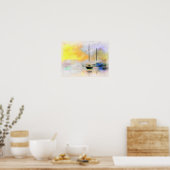 Poster bateaux au coucher du soleil (Cuisine)