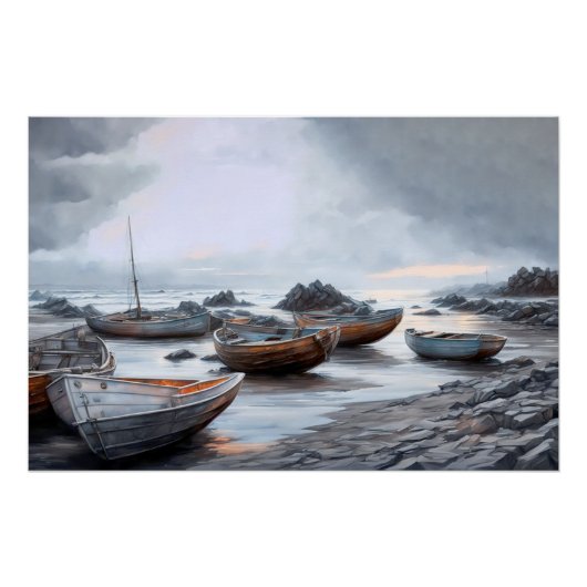Poster Bateaux au large (Devant)