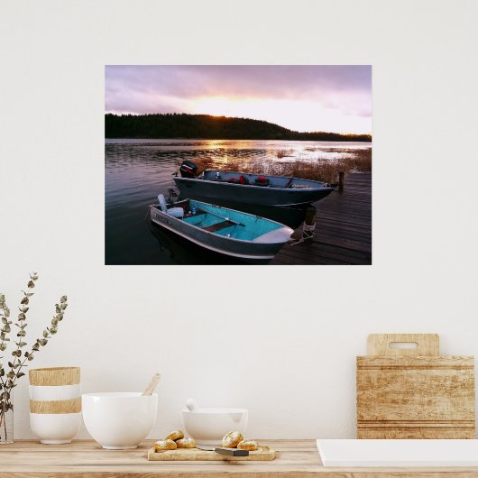 Poster Bateaux au quai à Sundown (Cuisine)