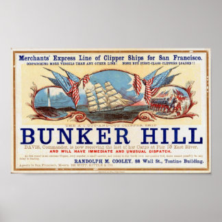 Poster Bateaux de Clipper Bunker Hill pour San Francisco 