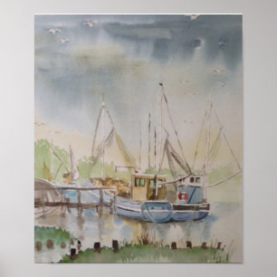 Poster Bateaux de pêche à Rye Harbour East Sussex Anglete