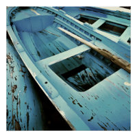 Bateaux de pêche en bois rustique peint en bleu