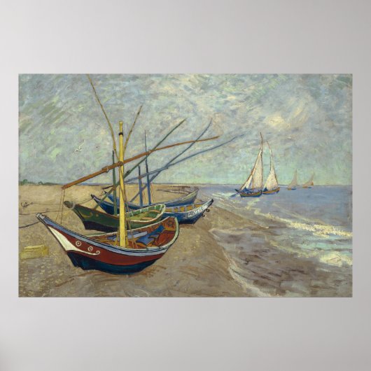 Poster Bateaux de pêche par Vincent Van Gogh (Devant)