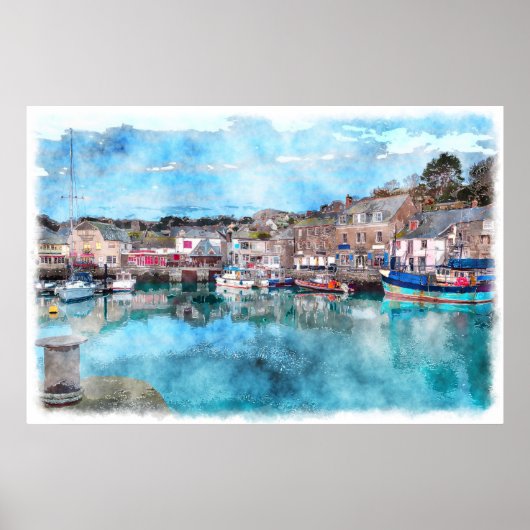 Poster Bateaux de pêche - Port de Padstow, Cornwall, Roya (Devant)